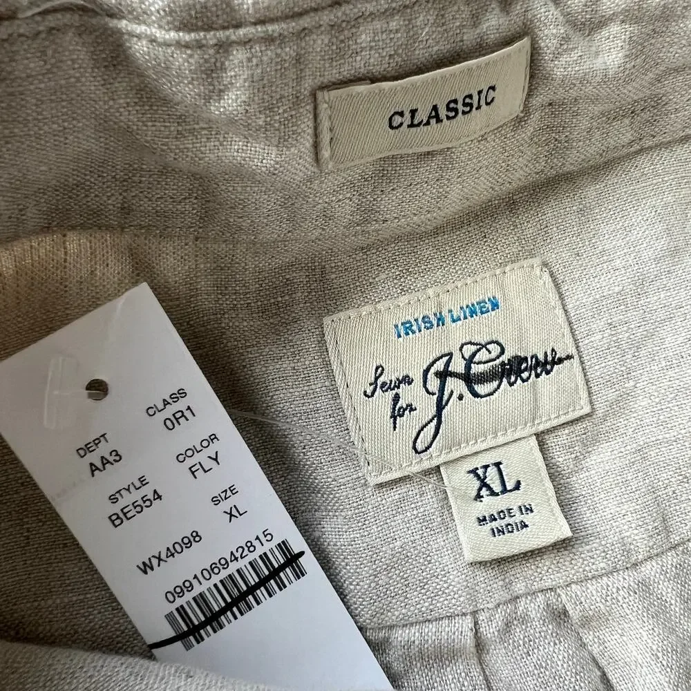 J Crew Garçon Classic Shirt In Baird McNutt Irish Linen Classic Fit Mens XL FLY